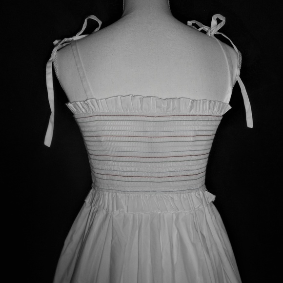 English Factory New White Smocked Sun Dress S - Picture 4 of 7